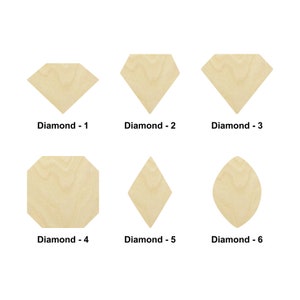 Forme de diamant en bois - Plusieurs tailles - Formes de bois brut découpées au laser | Cadeau de décoration d'intérieur | Cadeau fleur de lys