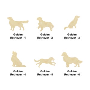 Chien Golden Retriever - animal - Tailles multiples - Formes découpées au laser en bois inachevé | Décoration intérieure | Cadeau de décoration