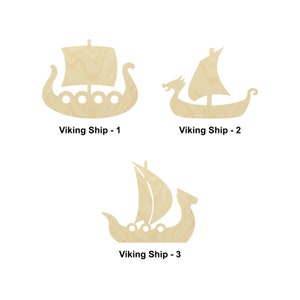 Forme en bois de bateau viking - Tailles multiples - Découpe au laser Formes découpées en bois non finies | Cadeau de décoration intérieure | Cadeau d’art ou d’amoureux de la mer