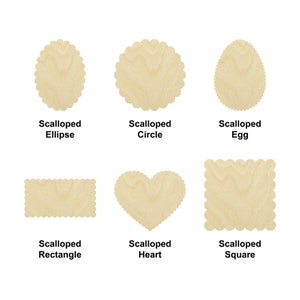 Cercle festonné, ellipse, carré, cœur, forme rectangulaire - Plusieurs tailles - Découpe au laser Formes de découpe de bois non finies | Cadeau de décoration de la maison
