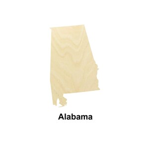 Alabama State Map Holzform - Mehrere Größen - Laser Cut Unfertige Holzausschnitt Formen | Wohndekoration Geschenk | USA Staaten Handwerk