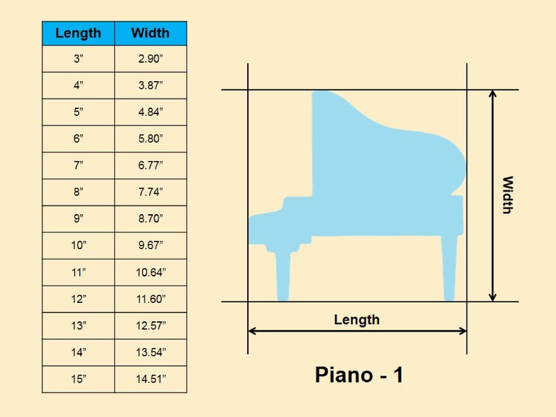 Piano Music Instruments Shapes - Multiple Sizes - Laser Cut Unfinished ...