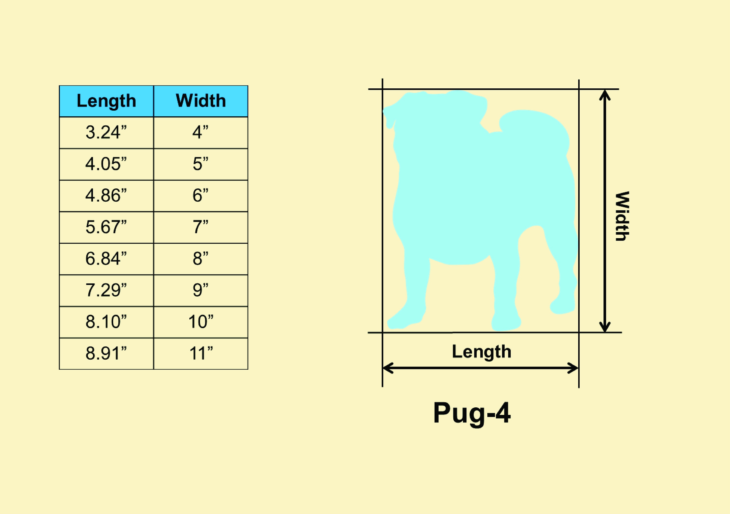 Pug Size Pug Dog - Animal- Multiple Sizes - Laser Cut Unfinished Wood Cutout ...