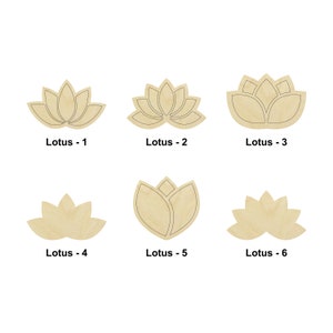 Forme de fleur de lotus - Plusieurs tailles - Formes de découpe de bois non finies découpées au laser | Décoration de la maison | cadeau Panneau en bois interchangeable floral