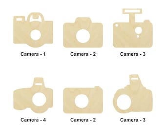 Camera Shape - Multiple Sizes- Laser Cut Unfinished Wood Cutout Shapes | Home Decoration Gift | Art lover gift