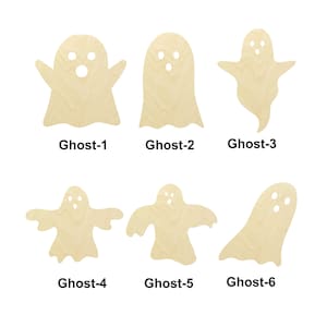 Ghost Halloween - Tailles multiples - Formes découpées au laser en bois inachevé | Décoration intérieure | Décor d’Halloween | Panneaux en bois interchangeables