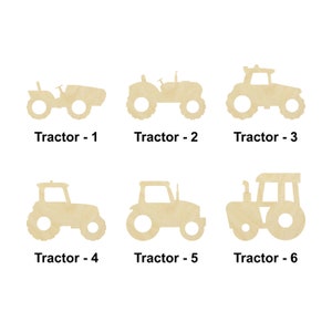 Forme de véhicule tracteur - Plusieurs tailles - Découpe au laser Formes découpées en bois non fini | Cadeau de décoration intérieure | Ferme | Enseigne en bois interchangeable