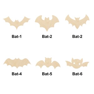 Chauve-Souris d'Halloween - Plusieurs tailles - Formes de bois brut découpées au laser | Décoration d'intérieur | Décoration d'Halloween | Panneaux interchangeables en bois