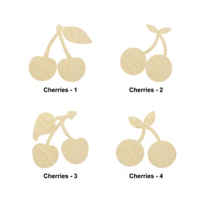 Cerises ou forme de cerise-fruit - Plusieurs tailles - Formes de bois brut découpées au laser | Cadeau de décoration d'intérieur | Plaque interchangeable