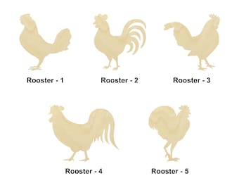 Rooster - Farm animal/bird shape-Multiple Sizes - Laser Cut Unfinished Wood Cutout Shapes | Home Decoration Gift | Interchangeable wood sign