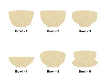 Bowl Kitchen or Food bowl Shape - Multiple Sizes- Laser Cut Unfinished Wood Cutout Shapes | Home Decoration Gift | Art lover gift