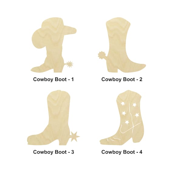 Cowboy Boot Shape Multiple Sizes Laser Cut Unfinished Wood Etsy