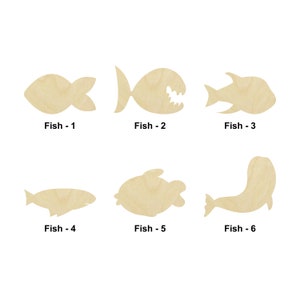 Poisson - Animal marin - Tailles multiples - Découpe au laser De formes de découpe de bois non finies | Décoration de la maison | cadeau Enseigne en bois interchangeable