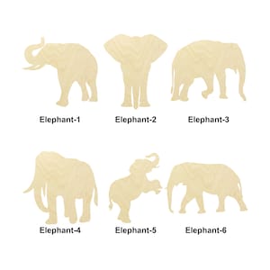 Éléphant-Safari animal-Plusieurs tailles-Formes en bois brut découpées au laser | Décoration d'intérieur | Cadeau déco|Panneaux en bois interchangeables