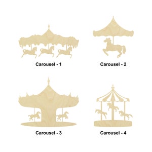 Cheval carrousel - Plusieurs tailles - Formes de bois brut découpées au laser | Décoration d'intérieur | Cadeau déco | Plaque en bois interchangeable