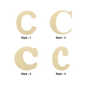 Letra mayúscula C forma de madera - Múltiples tamaños- Formas recortadas de madera sin terminar cortadas con láser / Regalo de decoración del hogar / Universidad - Forma artesanal