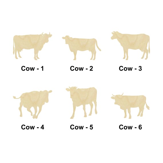 Cow - Laser Cut Out Unfinished Wood Craft Shape COW4 Cow - Laser Cut Out Unfinished Wood Craft Shape COW4