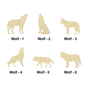 Animale Wolf Forest - Dimensioni multiple - Forme di ritaglio in legno grezzo tagliato al laser / Decorazione / Decorazione Regalo / Segno in legno intercambiabile