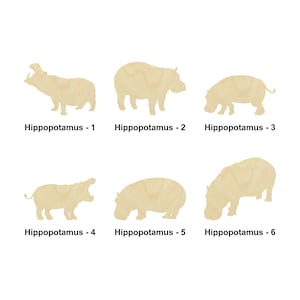 Animal de la forêt d’hippopotames - Tailles multiples - Découpe au laser De formes de découpe de bois inachevées | Décoration de la maison | cadeau Enseigne en bois interchangeable