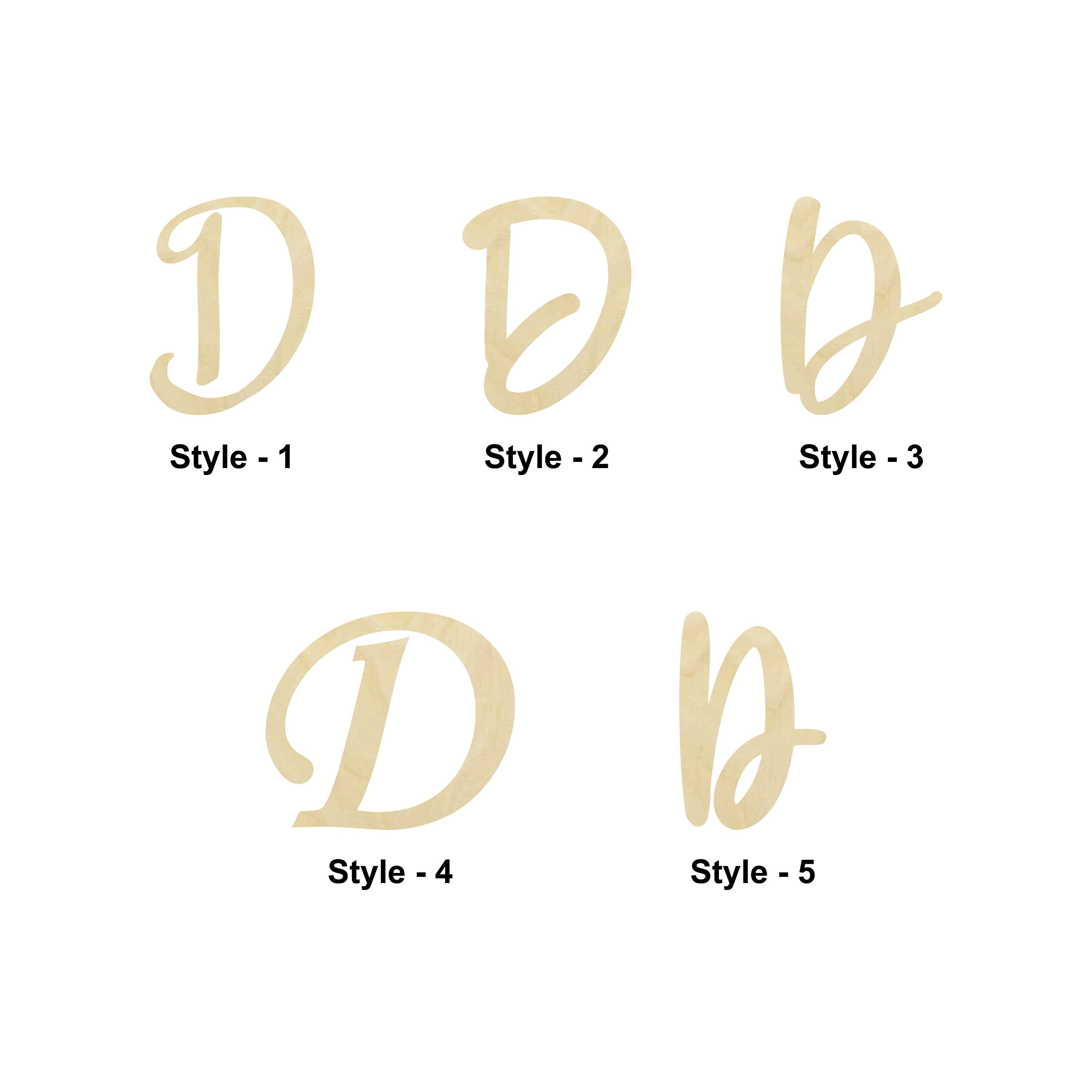 Script Block Letter D Wooden Shape - Multiple Sizes- Laser Cut ...
