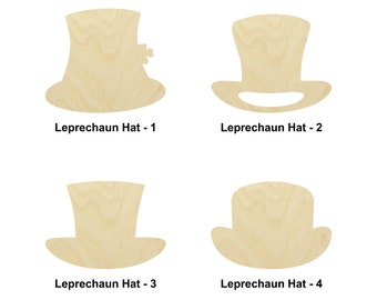 Leprechaun Hat wooden Shape - Multiple Sizes- Laser Cut Unfinished Wood Cutout Shapes | Home Decoration Gift | St Patrick's day wood cutouts