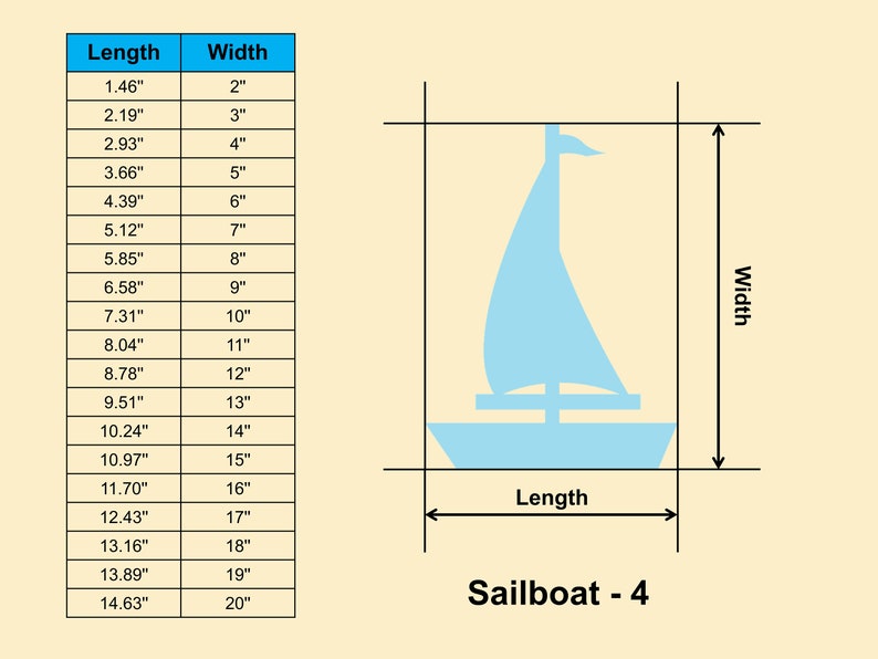Sloop Dimensions Sailboat Wooden Shape - Multiple Sizes- Laser Cut Unfinished Wood ...