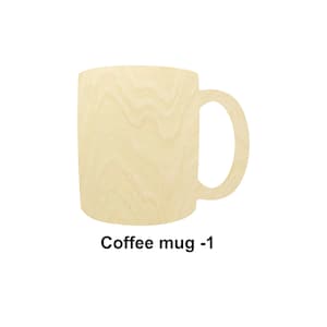Forma di tazza da caffè - Dimensioni multiple - Forme ritagliate in legno non finito tagliate al laser / Decorazioni per la casa / Regalo decorativo