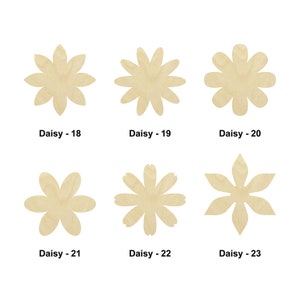 Fleur marguerite-4 - Plusieurs tailles - Formes de bois brut découpées au laser | Cadeau de décoration d'intérieur | Panneau en bois interchangeable floral