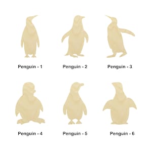 Pingouin - Animal marin-Plusieurs tailles - Formes découpées au laser en bois inachevé | Décoration intérieure | Cadeau de décoration | Panneau en bois interchangeable