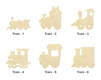 Train wooden Shape - Multiple Sizes - Laser Cut Unfinished Wood Cutout Shapes, Home Decor Gift, Art lover gift, Kids toy crafts