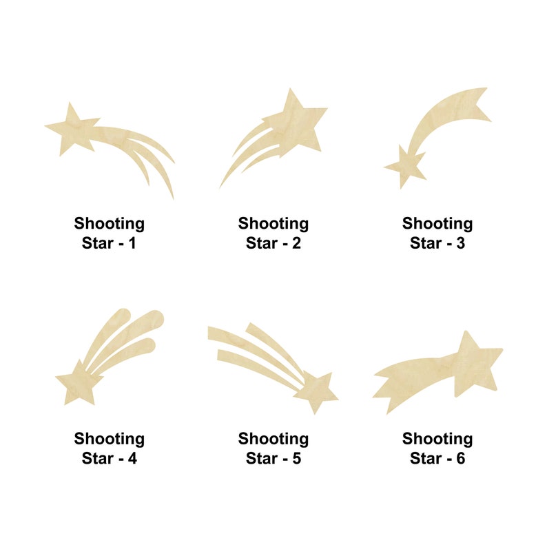 Shooting Star Shape Pattern Shooting Star Shape - Multiple Sizes - Laser Cut Unfinished Wood Cutout ...