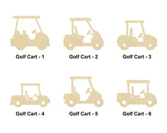 Golf Cart Wooden Shape - Multiple Sizes - Laser Cut Unfinished Wood Cutout Shapes | Home Decoration Gift | Art Lover gift