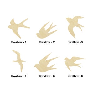 Hirondelle oiseau - Tailles multiples - Découpage au laser Formes découpées en bois non finies | Cadeau de décoration intérieure | Signe interchangeable | Pat amour