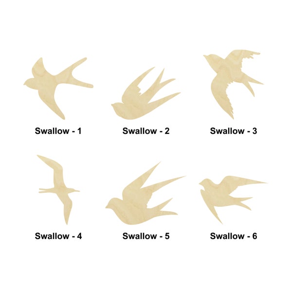 Swallow bird - Multiple Sizes - Laser Cut Unfinished Wood Cutout Shapes | Home Decoration Gift | Interchangeable sign | Pat love