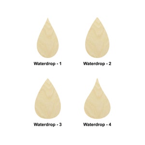 Goutte d’eau-Goutte d’eau - Forme de boucle d’oreille - Plusieurs tailles - Découpe au laser Formes découpées en bois non finies | Cadeau de décoration intérieure | Enseigne en bois