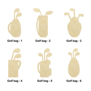 Golf bag Shape - Multiple Sizes - Laser Cut Unfinished Wood Cutout Shapes | Home Decoration Gift | Art or Sports lover gift