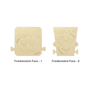 Halloween Frankenstein Face shape - Multiple Sizes-Laser Cut Unfinished Wood Cutout Shapes | Home Decor Gift | Scary Interchangeable signs