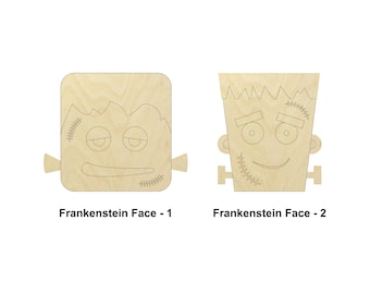 Halloween Frankenstein Face shape - Multiple Sizes-Laser Cut Unfinished Wood Cutout Shapes | Home Decor Gift | Scary Interchangeable signs