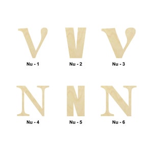 Letra griega Nu forma de madera - Múltiples tamaños- Formas recortadas de madera sin terminar cortadas con láser / Regalo de decoración del hogar / Universidad - Forma artesanal