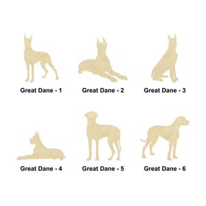Formes d’animaux de chien grand danois - Tailles multiples - Découpe au laser Formes de découpe de bois non fines | Décoration de la maison | cadeau Signe interchangeable