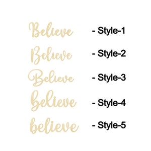 Believe-Christmas Word Wooden - Multiple Sizes - Laser Cut Unfinished Wood Cut Shapes | | de décoration de Noël Enseigne en bois interchangeable