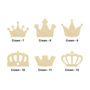 Crown Shape - Multiple Sizes - Laser Cut Unfinished Wood Cutout Shapes | Home Decoration Gift | Art or King or queen or princess gift