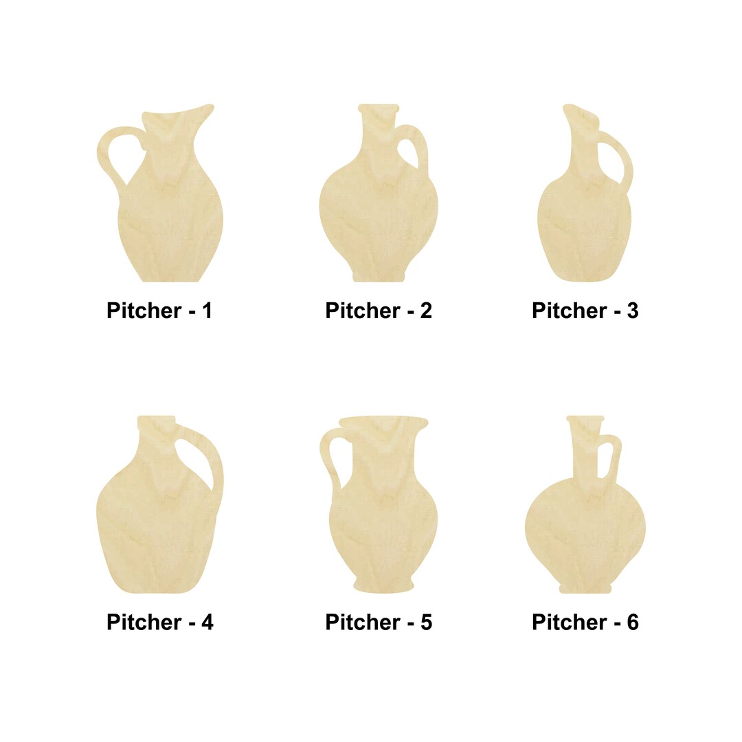 Pitcher Shape Wooden - Multiple Sizes - Laser Cut Unfinished Wood ...