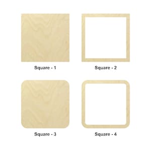Forme carrée en bois à géométrie carrée - Plusieurs tailles - Formes en bois brutes découpées au laser | Cadeau de décoration d'intérieur | Cadeau amateur d'art