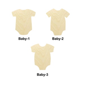Body pour bébé, combinaison, vêtements, tailles multiples, formes découpées au laser dans du bois brut | Décoration d'intérieur | Cadeau déco