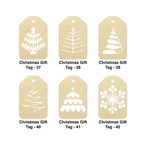Etichetta regalo di Natale - 4 forme - Dimensioni multiple - Forme ritagliate in legno non finito tagliate al laser / Regalo di decorazione domestica / Regalo d'arte o amante