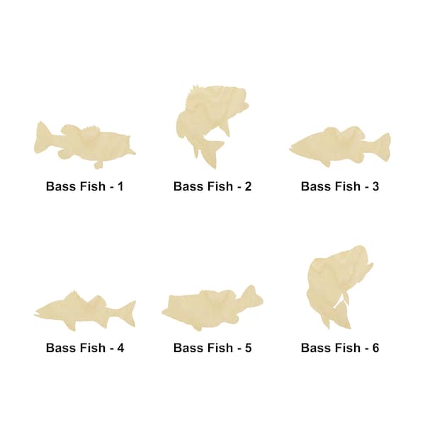 Bass fish - Sea animal-Multiple Sizes - Laser Cut Unfinished Wood Cutout Shapes | Home decor | Decoration Gift | Interchangeable wooden sign
