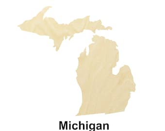 Michigan state map wooden Shape - Multiple Sizes- Laser Cut Unfinished Wood Cutout Shapes | Home Decoration Gift | USA states craft
