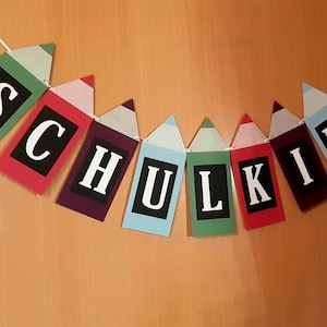 Guirnalda para inscripción escolar, guirnalda de lápices como decoración, inscripción escolar