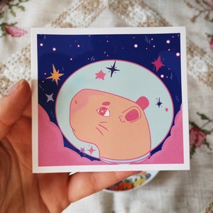 Ruimte Capy | Capibara in ruimte vinylsticker
